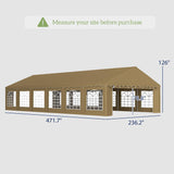 Outsunny 20' x 40' Heavy Duty Party Tent, Galvanized Outdoor Canopy Tent Large Event Shelter with Removable Sidewalls, 12 Windows and 2 Doors, Tents for Parties, Wedding, Events, BBQ Grill, Brown Outsunny