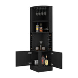 FM FURNITURE Delhi Corner Bar Cabinet, Eight Wine Cubbies, Glass Rack, Double Door Cabinet for Living Room FM FURNITURE