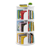 SpaceAid 3 Tier Rotating Bookshelf Tower, Spinning Bookcase Lazy Susan, Revolving 360 Book Shelf Storage Round Carousel, Vertical Rotate Turning Spiral Corner Organizer, White SpaceAid