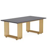Tribesigns 70.9" Modern Executive Desk, Wood Office Desk, Grey Simple Computer Desk with Gold Metal Legs, Large Workstation Business Furniture for Home Office, Small Conference Table for Meeting Room Tribesigns