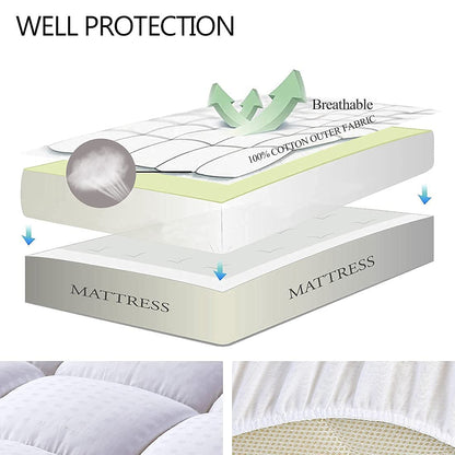 EASELAND Full Size Mattress Pad Pillow Top Mattress Cover Quilted Fitted Mattress Protector Cotton 8-21" Deep Pocket Cooling Topper (54x75 Inches, White)