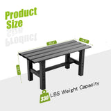 TECSPACE 35 Inches Aluminum Outdoor Weatherproof Bench Backless, 330 LBS Bearing Capacity Garden Porch Bench, Black TECSPACE