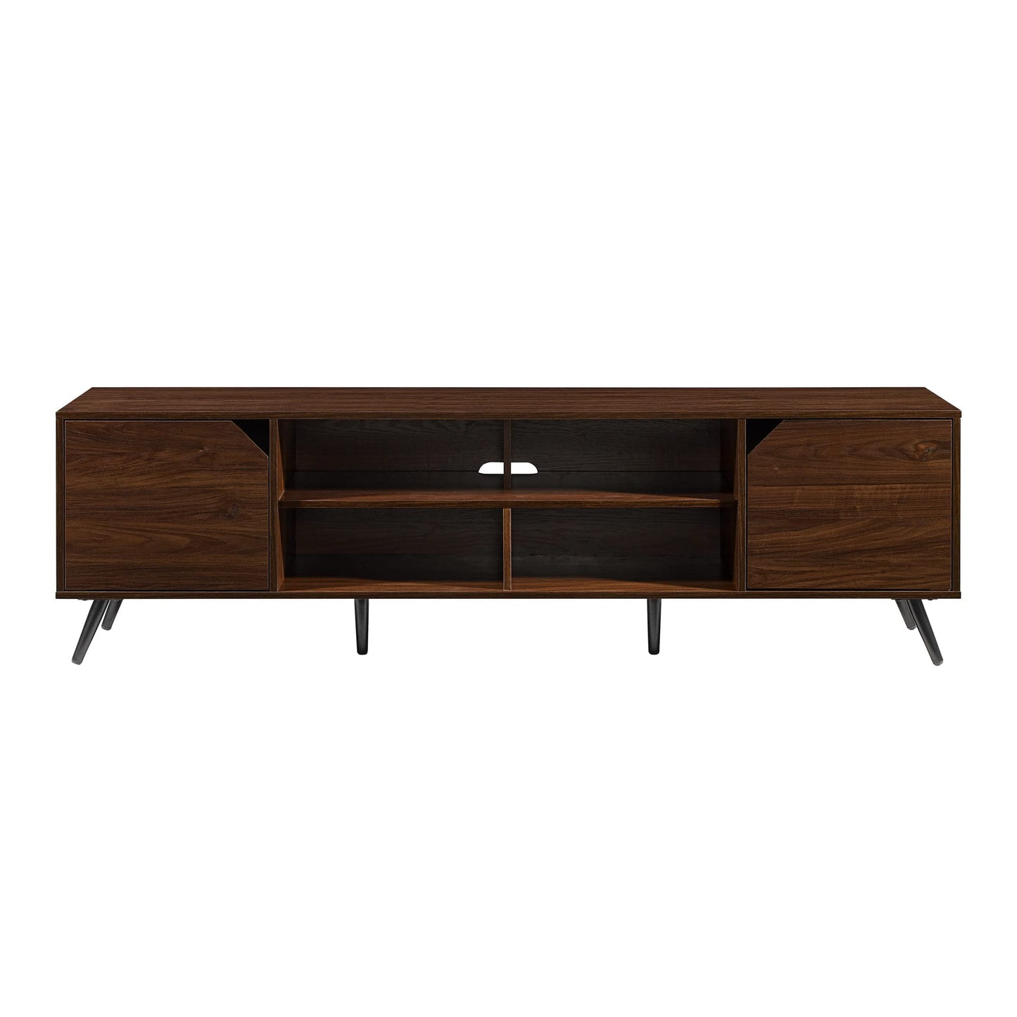 Walker Edison Nora Modern Minimal Open-Shelf Stand for TVs up to 80 Inches, 70 Inch, Dark Walnut - WoodArtSupply