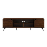 Walker Edison Nora Modern Minimal Open-Shelf Stand for TVs up to 80 Inches, 70 Inch, Dark Walnut Walker Edison