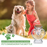 Personalized Memorial Bottle for Pet Hair Keepsake, Pet Memorial Fur Keepsake, Custom Silver Accessories with Name icon, Heart Shape Pet Memorial Urn Generic