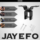 Jayefo Punching Bag Hanger - Heavy Bag and Punching Bag Mount for Wood Beam Ceiling - Standart Size - Black Jayefo