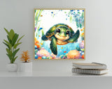 ARPADAMO Diamond Art Kits for Adults,5D Sea Turtles Diamond Painting DIY Flower Diamond Art Diamond Painting Kits for Adult,Round Full Drill Diamonds, Diamond Art Kits for Home Decor-12x12inch ARPADAMO