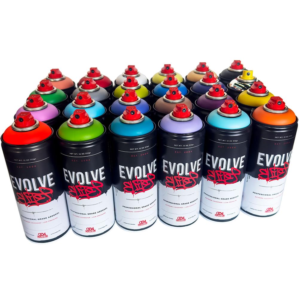 Evolve Elite 24 pack, Low Pressure - Assorted Colors - 12 oz Spray Paint Cans Generic