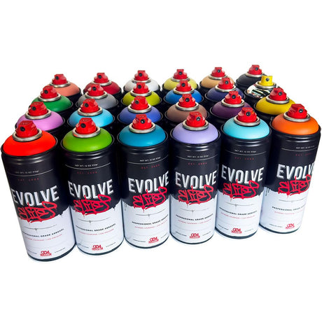 Evolve Elite 24 pack, Low Pressure - Assorted Colors - 12 oz Spray Paint Cans Generic