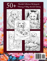 Mommy And Baby Animals: Relaxing Grayscale Mom And Baby Animals Coloring Book For Adults From Woodland, Forests, Farms, And More WoodArtSupply