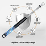 VEHHE Electric Lighter with 360° Flexible Neck, Flameless Windproof Long Candle Lighter with Led Battery Display, USB C Rechargeable Lighter with Hanging Hook for Gifts BBQ Fireworks (Black) VEHHE