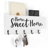 FIPUTE Mail and Key Holder for Wall, Decorative Entryway Organizer Shelf with Hooks for Dog Leash, Sunglasses, Purses, Coats – 100% Solid Wood Key Hanger 11.8” x 5.9” x 3.2” FIPUTE