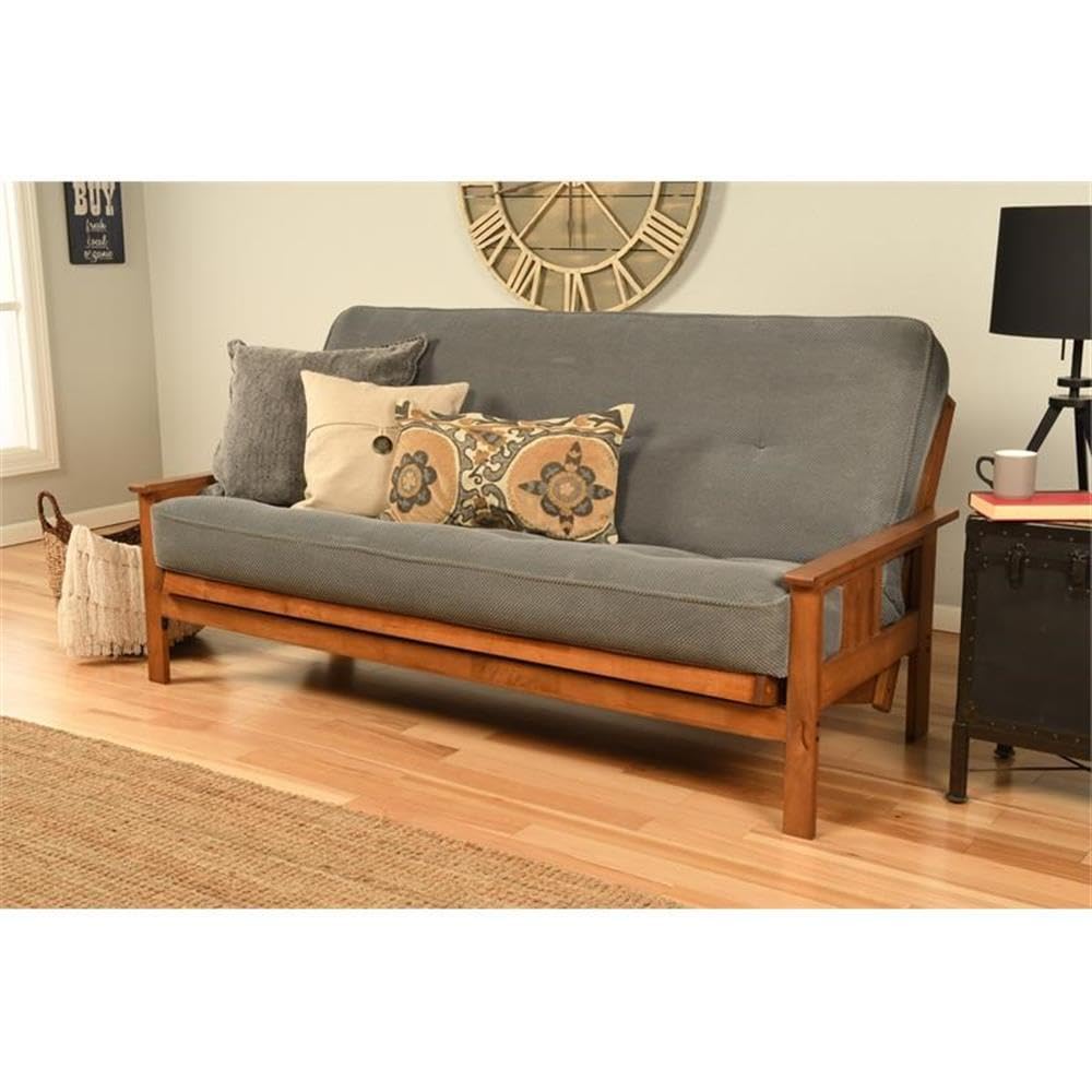 Kodiak Furniture 75" Traditional Full-Size Fabric Futon Mattress with Coil Hinged Innerspring Unit, Foam Construction, Tufted Cover, in Marmont Thunder Blue Finish, Frame not Inlcuded Kodiak Furniture