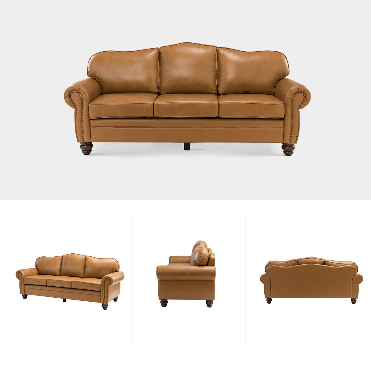 The support you need Classic 3-Seater Sofa with Premium Leather Upholstery, Stylish & Comfortable Sofa for Living Room or Office, Easy to Maintain & Long-Lasting Camel The support you need