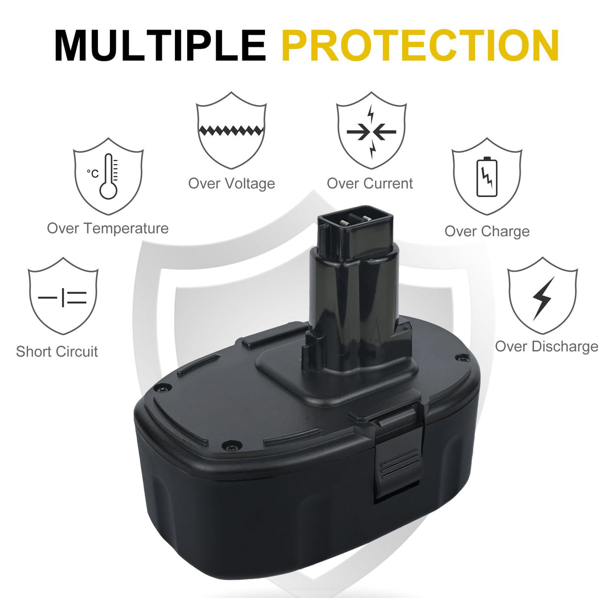 Qwenoer 2Pack 6.0Ah 18V Lithium Battery Replacement for Dewalt 18V Battery Compatible with 18 Volt Dewalt Batteries DC9096 DC9098 DC9099 DW9095 DW9096 DW9098 DE9039 (Not for DC9180) Qwenoer