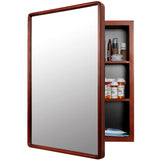H-A Bathroom Medicine Cabinet with Mirror Solid Wood Framed Bathroom Mirror Cabinet with Storage Wall Mounted Recessed Available 16"x 24" (Brown) H-A