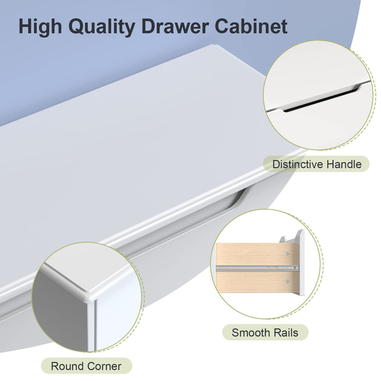 Gizoon 3 Drawers Chest, Bedroom Drawer Dresser with Large Storage Capacity, Embedded Handle, and Sturdy Anti-Tripping Device, Modern Design Cabinet for Hallway, Office, Living Room (White) Gizoon