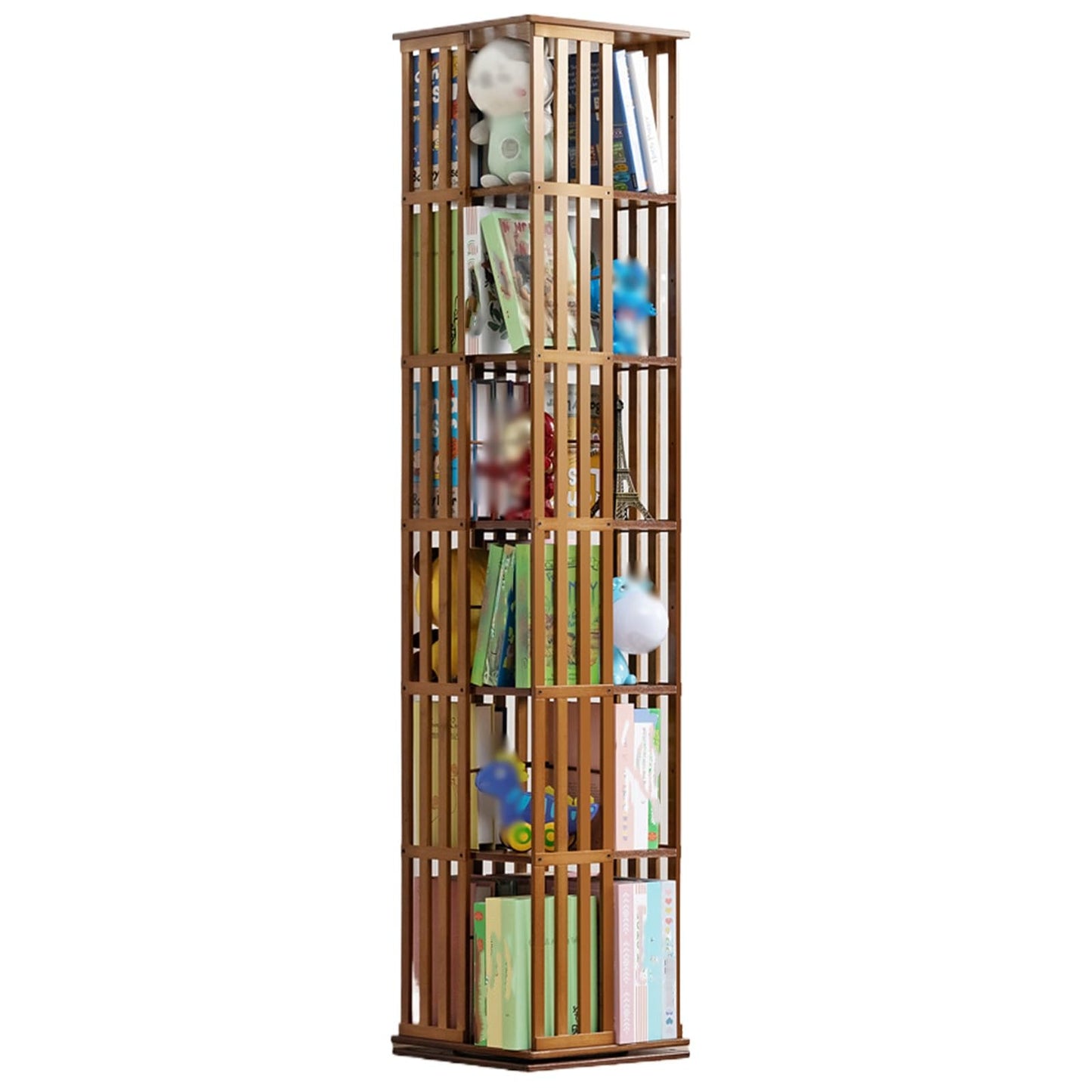 Rotating Bookshelf Tower, Corner Bookshelf 5/6 Tier Rotating for Small Space, Floor Rack Simple Bookcase and Student Multi-Function Creative Bookshelf for Living Room ( Color : BROWN , Size : 6 TIER )