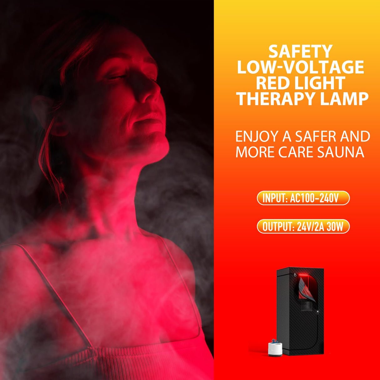 ISIDO Portable Infrared Steam Sauna with 660nm Red Light Therapy Lamp & 3.0L 1400W Steamer, Remote Control - Sauna Tent Sauna Box for Body Recovery & Skin Care Pain Relief - Personal Sauna for Home ISIDO