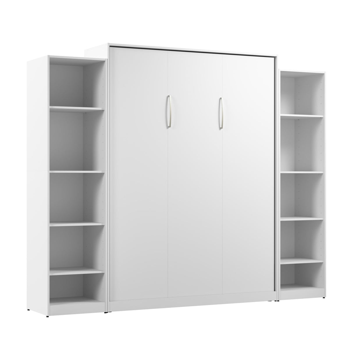 Bestar Claremont Queen Murphy Bed with Closet Organizers (105W) in White, Space-Saving Sleeping Arrangement for Multipurpose Room Bestar