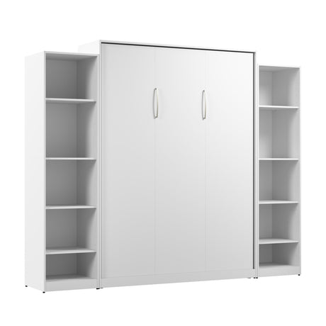 Bestar Claremont Queen Murphy Bed with Closet Organizers (105W) in White, Space-Saving Sleeping Arrangement for Multipurpose Room Bestar