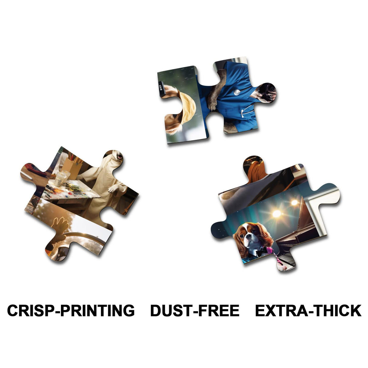 Working Dog Puzzles 1000 Pieces for Adults, Animal Jigsaw Puzzle Charming Dogs, Funny Puppy Bulldog Jigsaw Puzzle Family Collage Puzzles for Home Decoration BBOLDIN