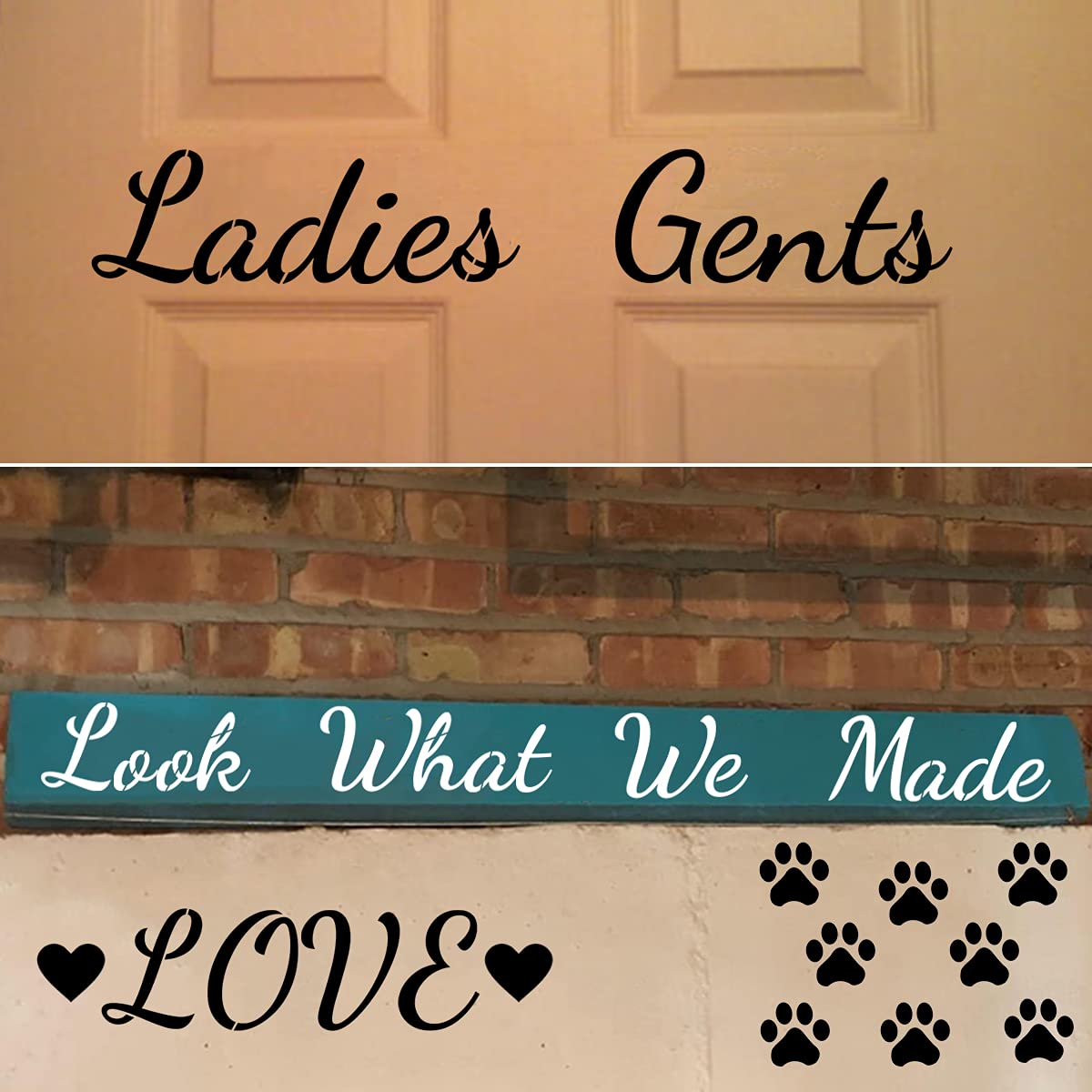 Large Letter Stencils for Painting on Wood - 44 Pack Alphabet Letter Number Stencil Templates with Signs, Reusable Plastic Stencils in 3 Fonts and 284 Designs for Chalkboard Fabric Wood Signs XANGEY