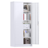 winbingon 71" Locking File Cabinet, Metal Storage Cabinet with 2 Doors and 4 Adjustable Shelves for Office, Home, Garage, Gym, School (White), Requires Installation winbingon