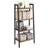 DUMOS Ladder Shelf, 4-Tier Display Bookshelf, Industrial Style Storage Standing Shelf, Decorative Shelves with Stable Frame for Living Room, Bedroom, Office, Kitchen, Bathroom, Brown DUMOS