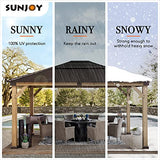 Sunjoy Hardtop Gazebo 13 x 15 ft. Upgrade Cedar Framed Wood Gazebo with Brown Steel and Polycarbonate Hip Roof Hardtop for Garden, Backyard Shade, Brown Roof + Natural Wood Frame Sunjoy