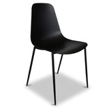 POLY & BARK Isla Modern Kitchen Chairs Set of 4 - Plastic Dining Chair with Metal Legs - Quick Assembly Simple Cafe Chairs Plastic for Indoor or Outdoor - Ebony Black POLY & BARK