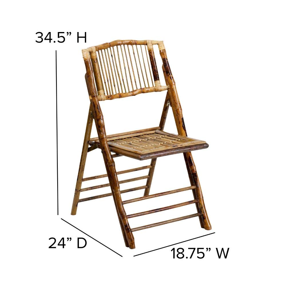 Flash Furniture Bamboo Folding Chairs | Set of 2 Bamboo Wood Folding Chairs