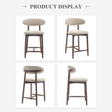 COLAMY Counter Height Bar Stools Set of 2, Kitchen Bar Stools with Back, Mid Century Modern Upholstered, with Wood Legs for Kitchen Island Dining Room, Beige COLAMY