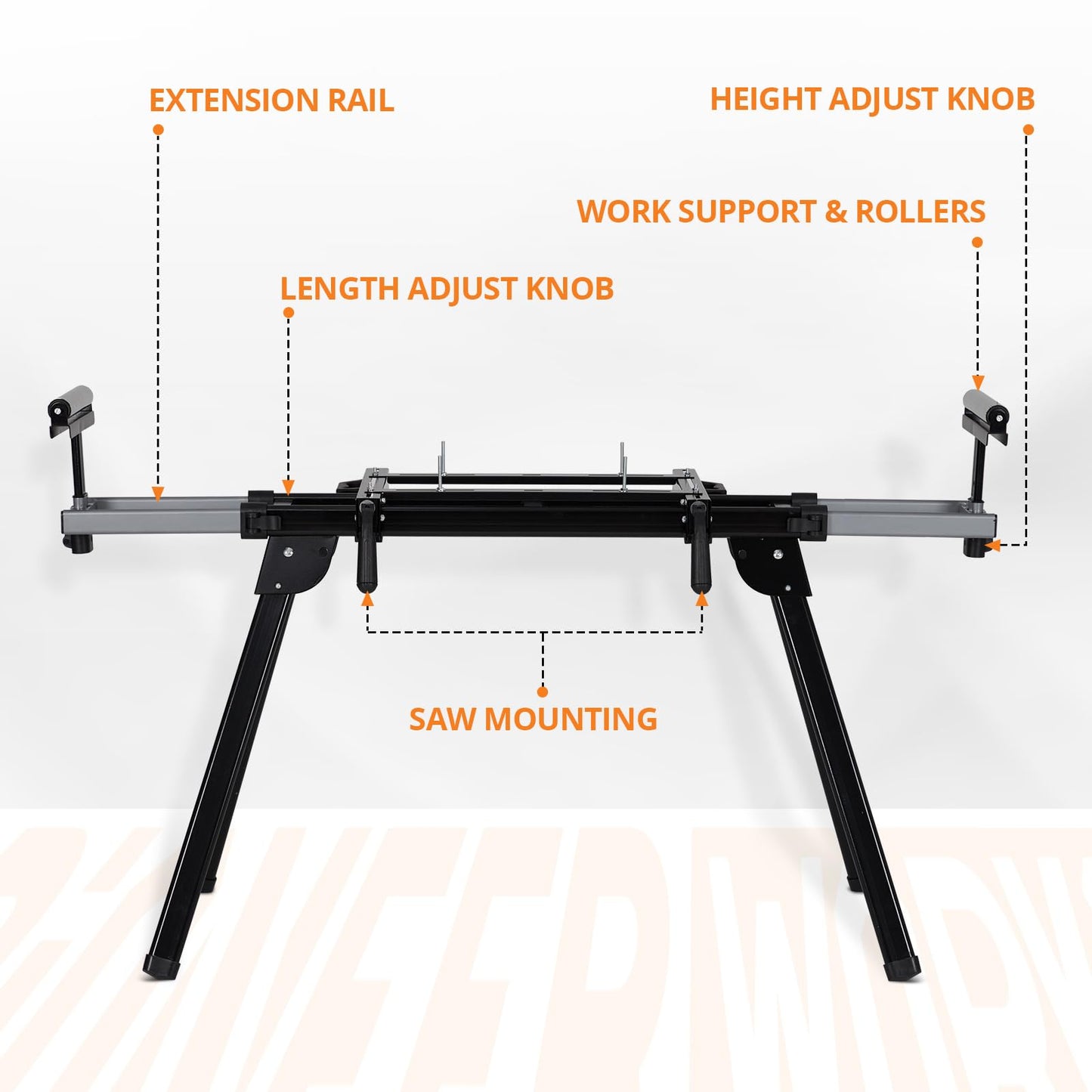 Universal Miter Saw Stand 440Lbs Load Capacity, 27lbs Lightweight Saw Stand, 76-4/5'' Max Sliding Rail, Compatible & Portable, Quick to Install and Remove, Compatible with Most Brands - WoodArtSupply