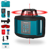 Takamine Rotary Laser Level Kit, Red Beam 635nm Wavelength, 800M Measuring Range, Horizontal/Vertical Self-Leveling, 5 Scan Angle and Rotation Speed Adjustment, Includes Remote Control, Receiver. Takamine