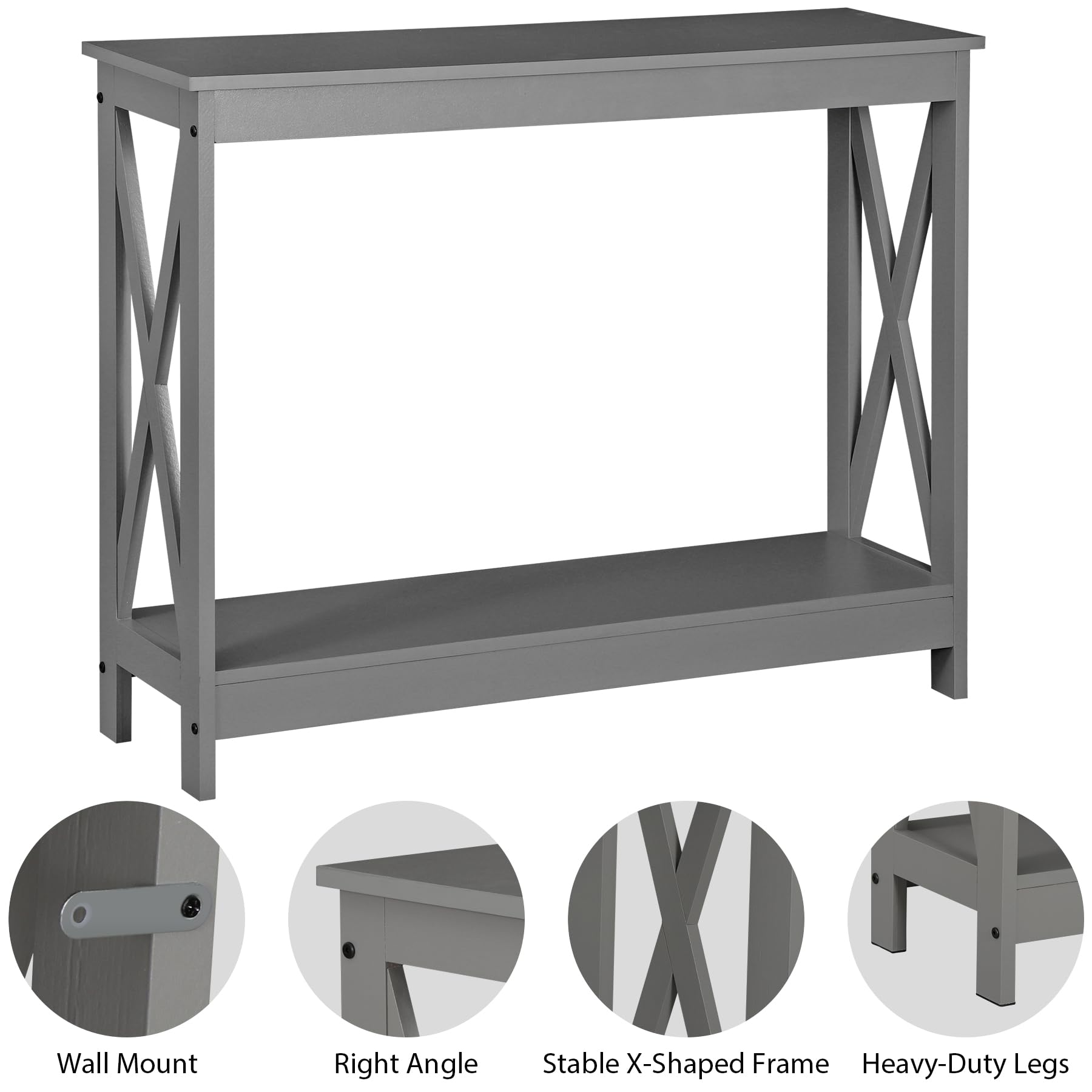 SUPER DEAL 2-Tier Narrow Console Sofa Side Table for Entryway/Hallway/Living Room, 39.3in L x 11.8in W x 31.6in H, Grey - WoodArtSupply