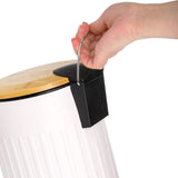 AVLA 2 Liter Step Trash Can, Metal Rubbish Wastebasket with Wooden Lid, Round Foot Pedal Garbage Container Bin with Liner Bucket, Small Bathroom Office Waste Bin Trashcans for Bedroom, Kitchen AVLA