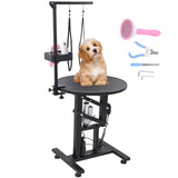 CIRONBOW 24" Electric Rotating Dog Grooming Table, Fast Lift Heavy Duty Dog Grooming Table Swivel 360° for Small Dogs with Anti Skid Tabletop, Grooming Set, Remote,Tool Organizer and Arms, Black CIRONBOW