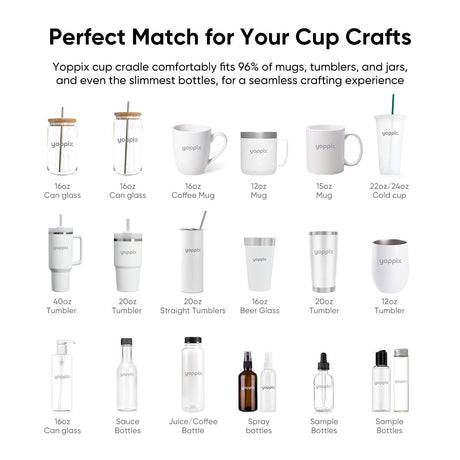 YOPPIX Silicone Cup Cradle, Cup Cradle for Tumblers with Felt Squeegee Use to Apply UV DTF Stickers/Apply Vinyl Stickers - Keep Tumblers in Place, Suitable for DIY Your Craft Gifts YOPPIX