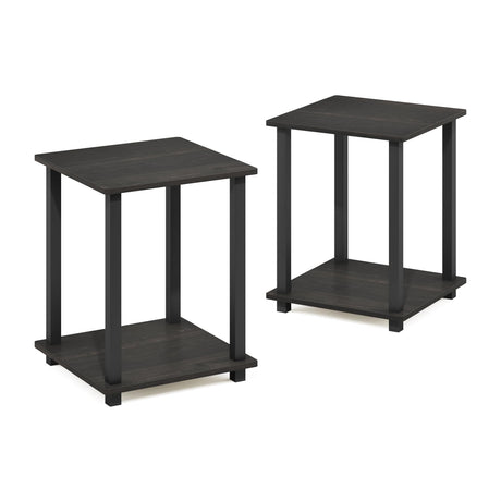 Furinno Simplistic Set of 2 End Table, Espresso/Black Furinno