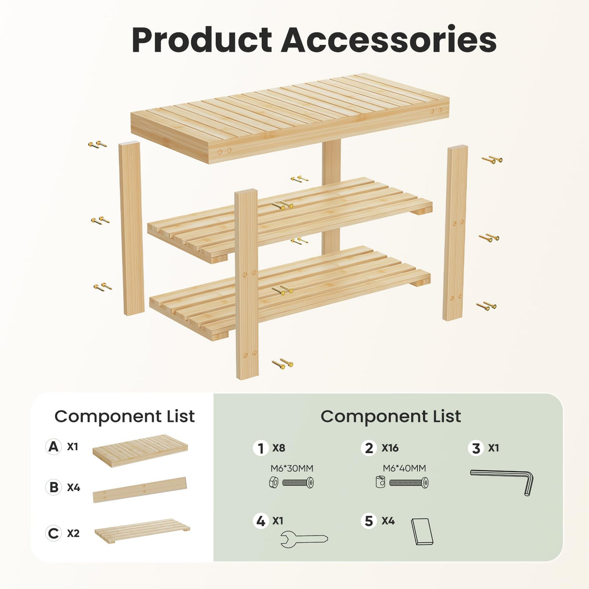 DUMOS Shoe Rack Bench, 3-Tier Bamboo Entryway Benches, Holds Up to 286 lb Storage Organizer, 11.3 x 27.6 x 17.8 Inches, Suitable for Bedroom Living Room Balcony, Wood DUMOS