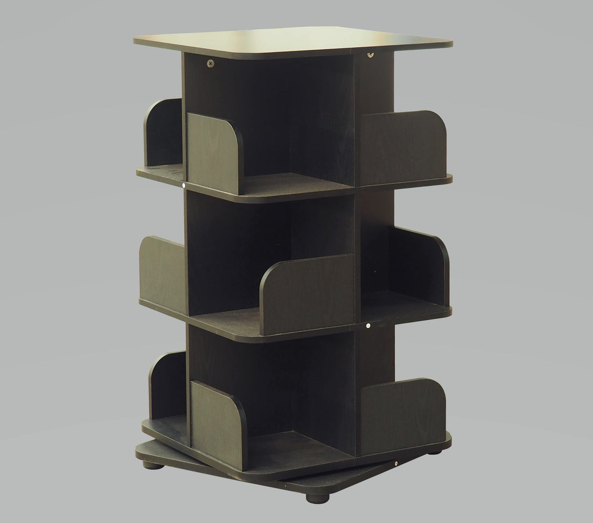 Kings Brand Furniture - Stylish Black 3-Tier Revolving Bookcase and Media Storage Unit Kings Brand Furniture