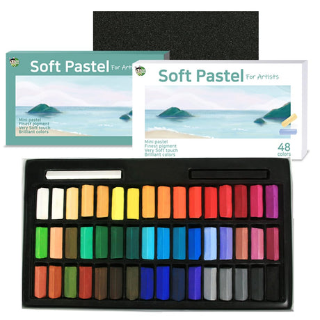 HA SHI Soft Chalk Pastels, 48 colors with additional 2pcs, Non Toxic Art Supplies, Drawing Media for Artist Stick Pastel for Professional, Kids, Beauty Nail Art, Pan Chalk Pastels HA SHI