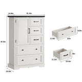 Maupvit Farmhouse 5 Drawer Dresser for Bedroom, 31.5" Tall Wood Chest of Drawers Storage Cabinet with Metal Handle for Living Room, White Maupvit