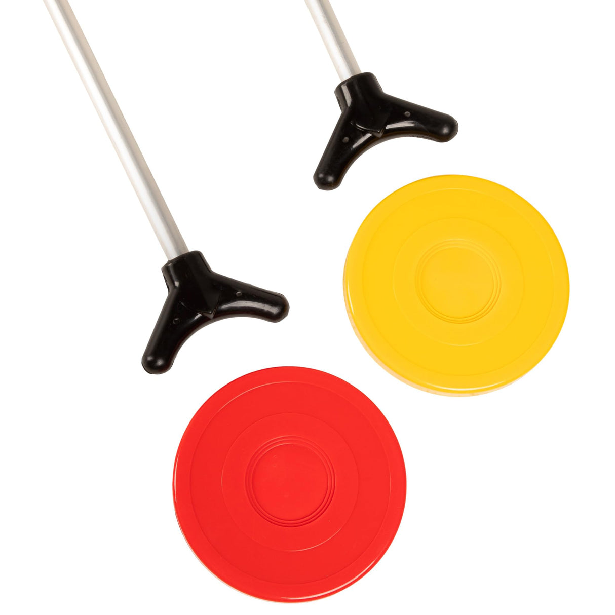 Champion Sports Shuffleboard Game Set, 2 Cues, 8 Pucks, Chalk - Outdoor Games for Adults and Family Red Champion Sports