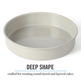 Martha Stewart Gallen 8 Inch Round Nonstick Carbon Steel Cake/Bake Pan - Cool Grey Martha Stewart