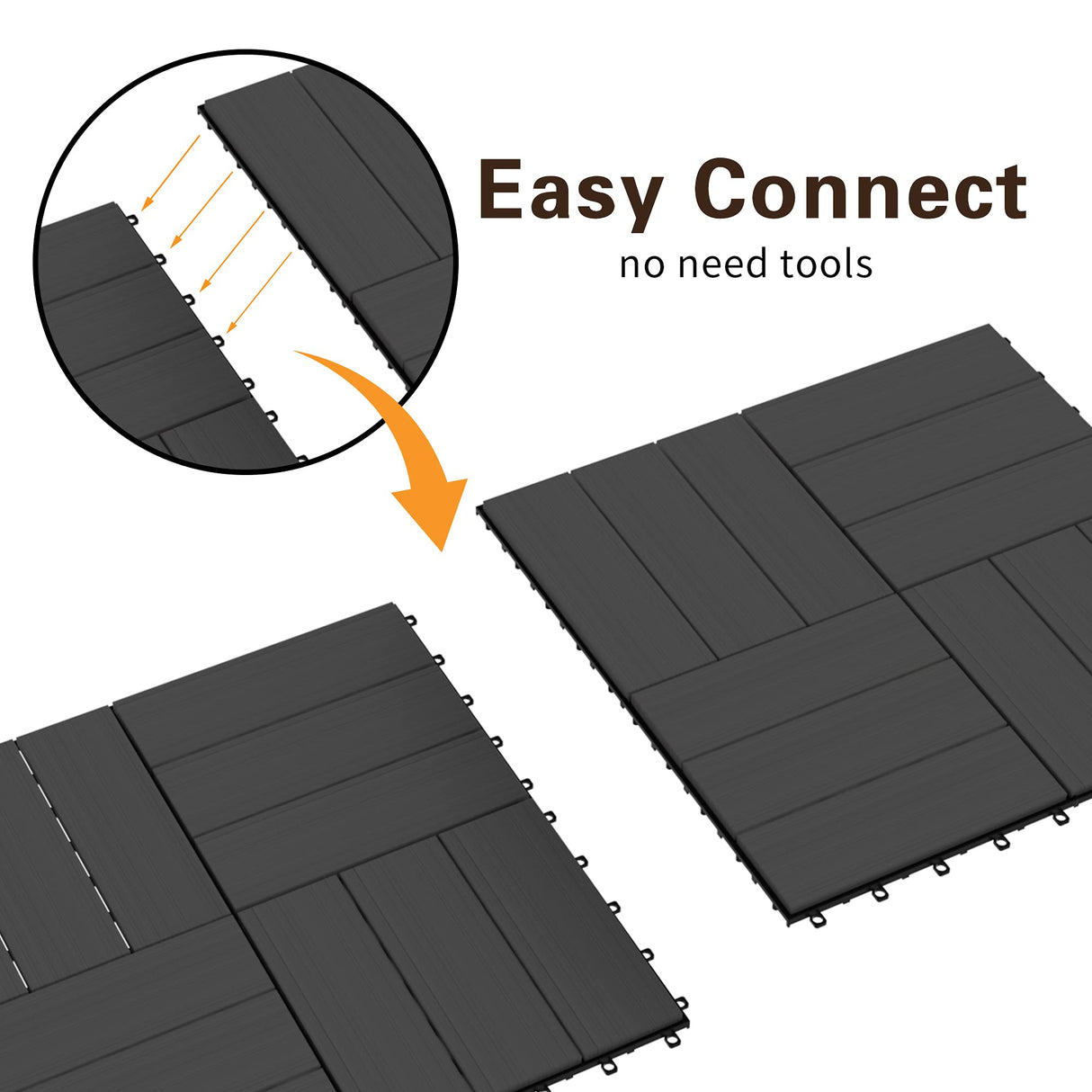MCombo Interlocking Deck Tiles, Wood Outdoor Flooring, Solid Wood Acacia Deck Tiles for Patio Lawn Garden Balcony and Backyard (Pack of 10, 12" x12") (Light Grey) MCombo