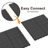 MCombo Interlocking Deck Tiles, Wood Outdoor Flooring, Solid Wood Acacia Deck Tiles for Patio Lawn Garden Balcony and Backyard (Pack of 10, 12" x12") (Light Grey) MCombo