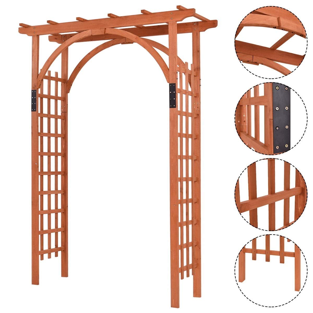 EnjoyShop Premium Outdoor Wooden Cedar Arbor Arch Pergola Trellis Wood Garden Yard Lattice