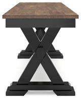 Signature Design by Ashley Wildenauer 50" Dining Bench, 48" W x 16" D x 19" H, Dark Brown & Black Signature Design by Ashley